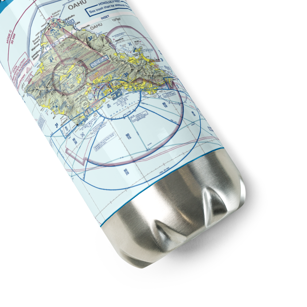 Daniel K Inouye International Airport (HNL) VFR Sectional Water Bottle 