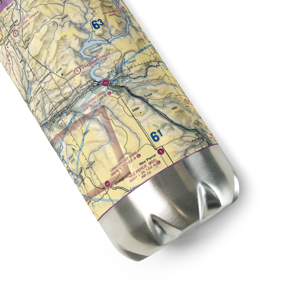 Orofino Municipal Airport (S68) VFR Sectional Water Bottle 