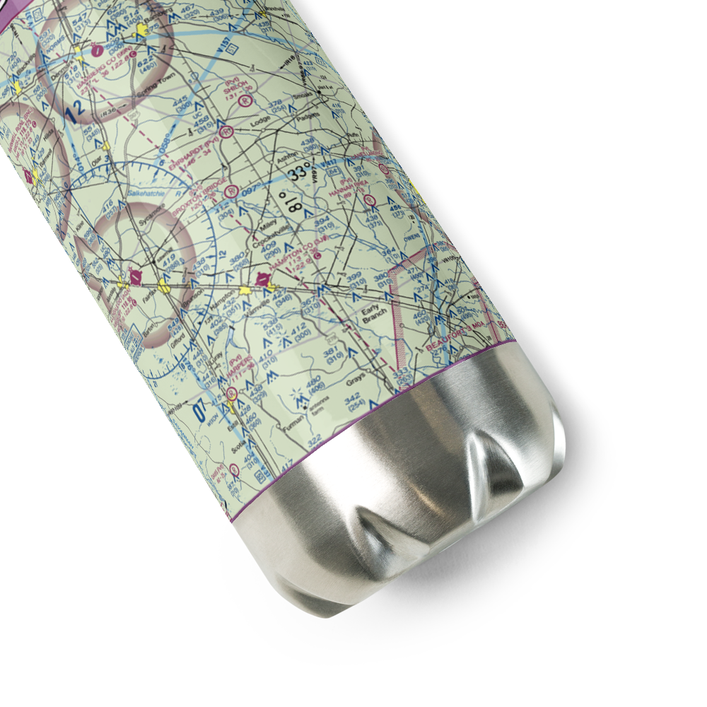 Broxton Bridge Plantation Airport (SC55) VFR Sectional Water Bottle 