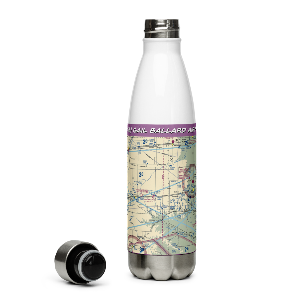Gail Ballard Airport (SN63) VFR Sectional Water Bottle 