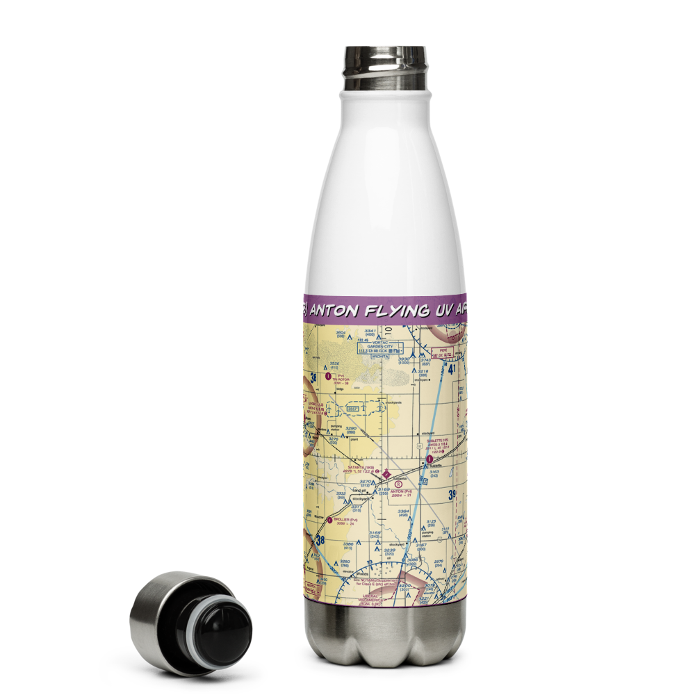 Anton Flying Uv Airport (SN98) VFR Sectional Water Bottle 