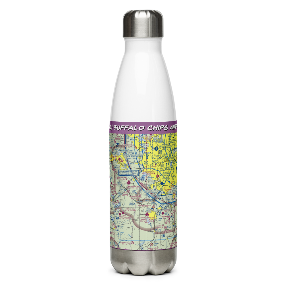 Buffalo Chips Airpark (TE45) VFR Sectional Water Bottle 
