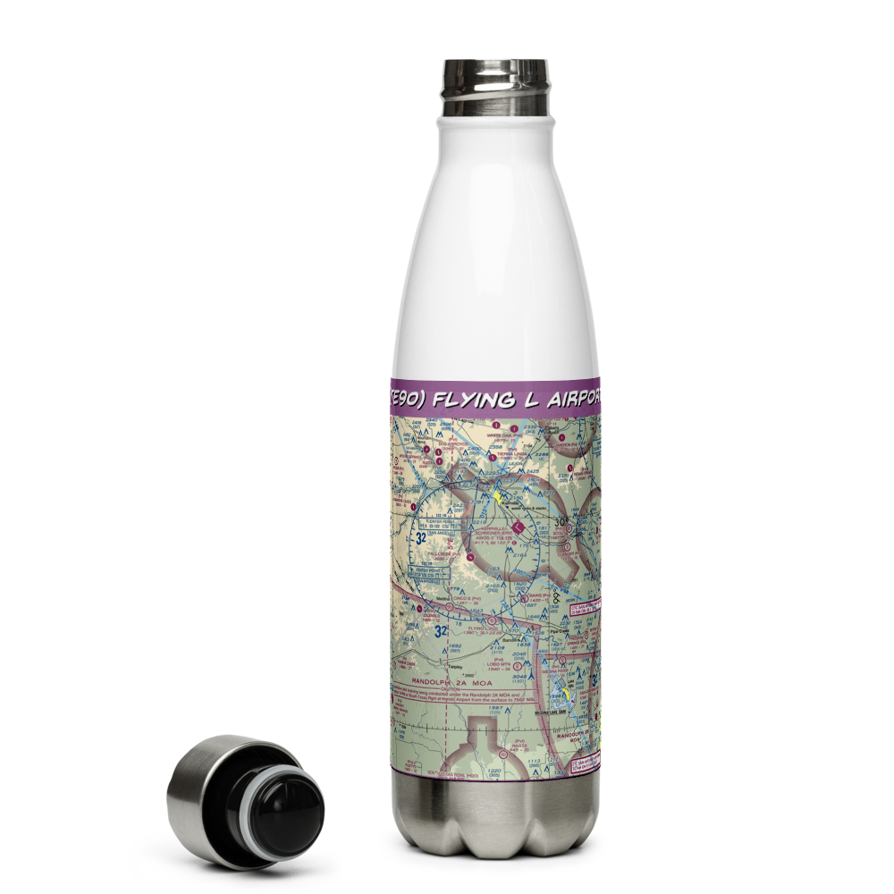 Flying L Airport (TE90) VFR Sectional Water Bottle 