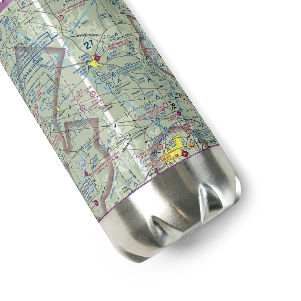 One Sixty Four Place Airport (TS02) VFR Sectional Water Bottle 