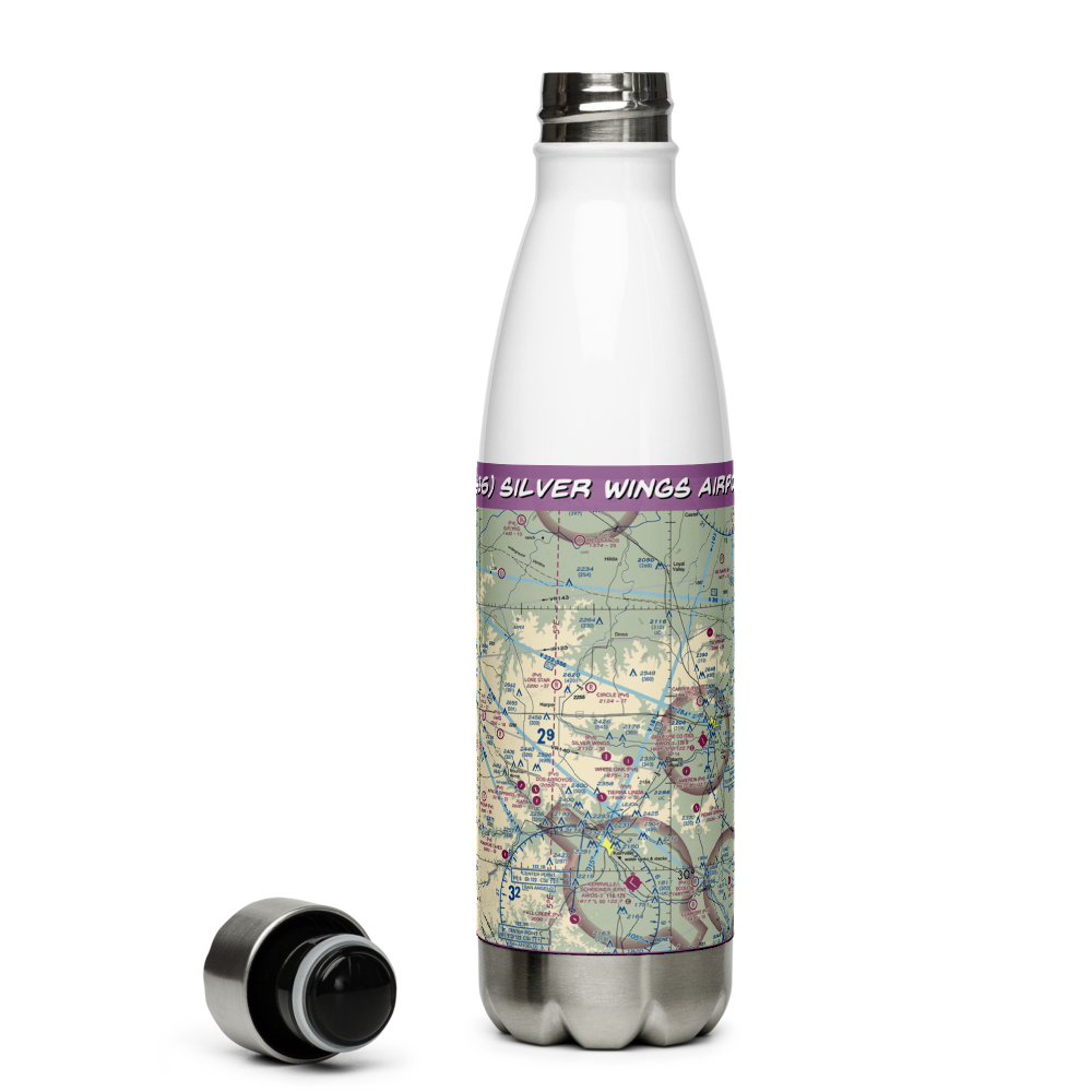 Silver Wings Airport (TS36) VFR Sectional Water Bottle 