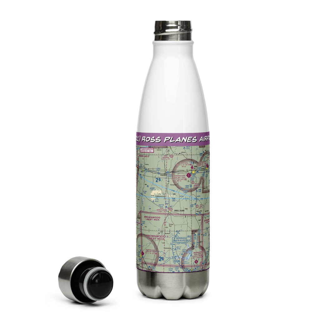 Ross Planes Airport (TX11) VFR Sectional Water Bottle 
