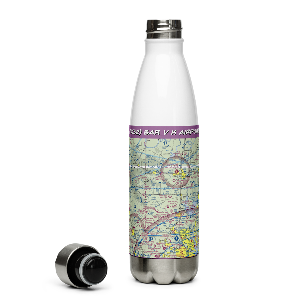 Bar V K Airport (TX32) VFR Sectional Water Bottle 