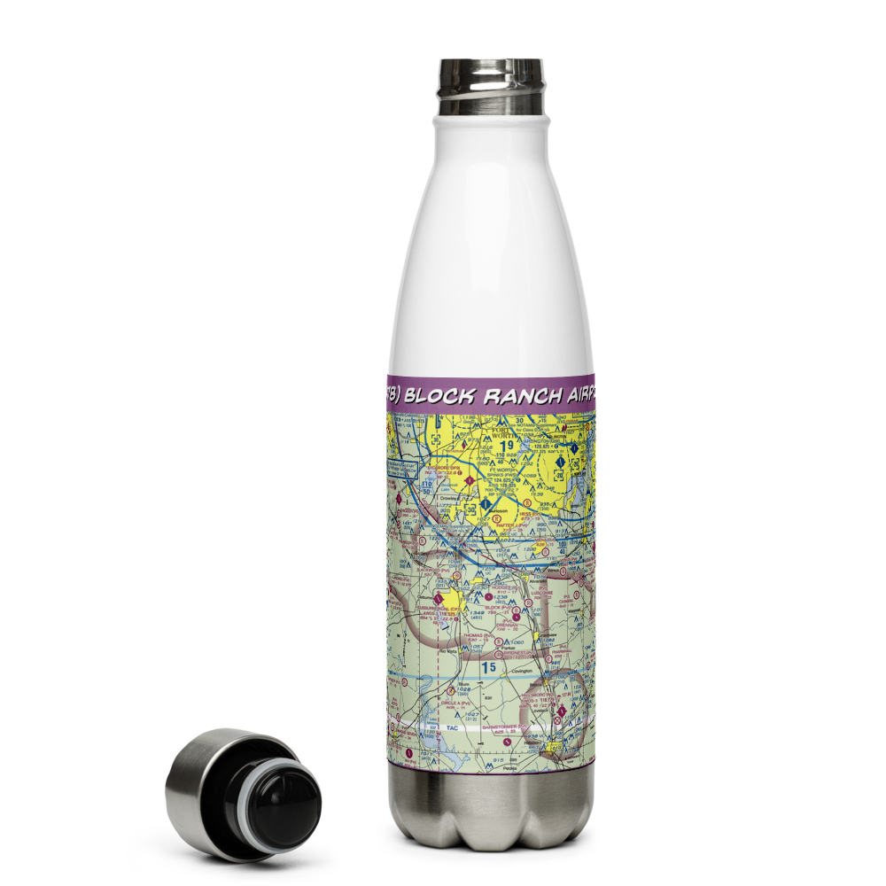 Block Ranch Airport (TX78) VFR Sectional Water Bottle 