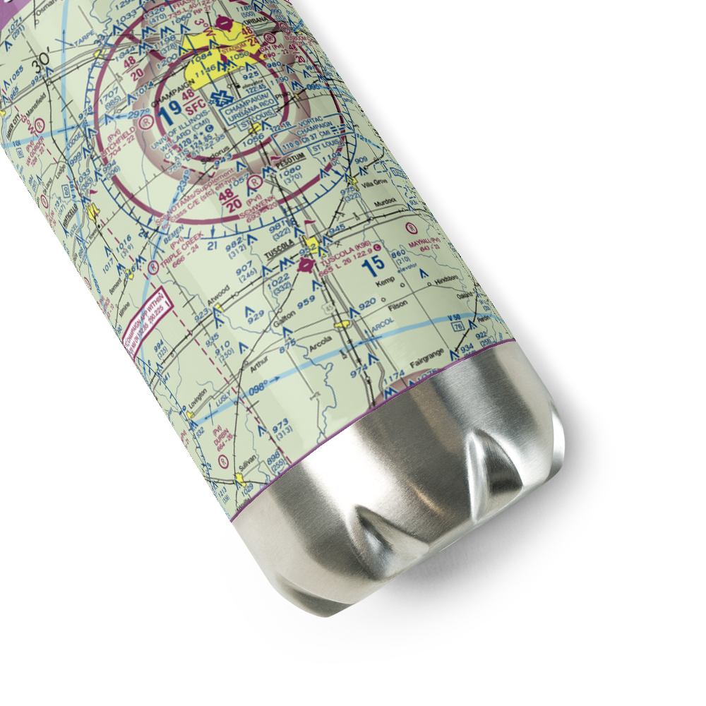 Dean Schwenk RLA Airport (89IL) VFR Sectional Water Bottle 