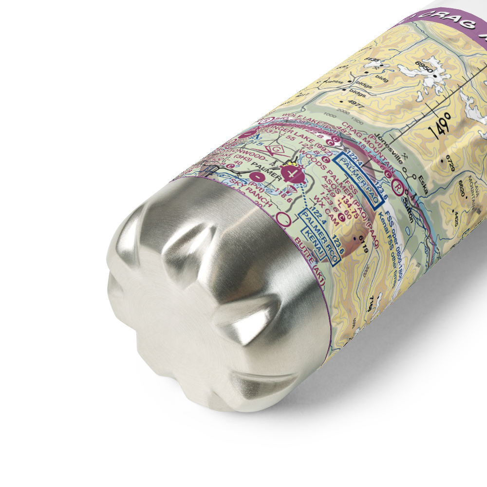 Crag Mountain Airport (52AK) VFR Sectional Water Bottle 