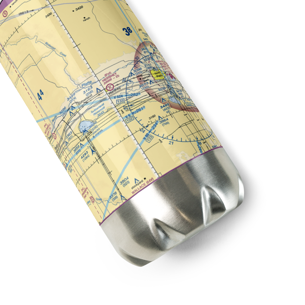 Hershey Flying Service Field Airport (NE64) VFR Sectional Water Bottle 