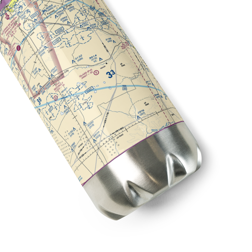 Glass Ranch Airport (TS13) VFR Sectional Water Bottle 