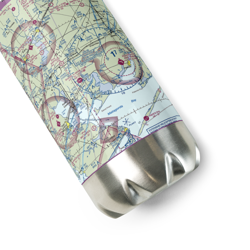 Shank N Bank Airport (TX0) VFR Sectional Water Bottle 