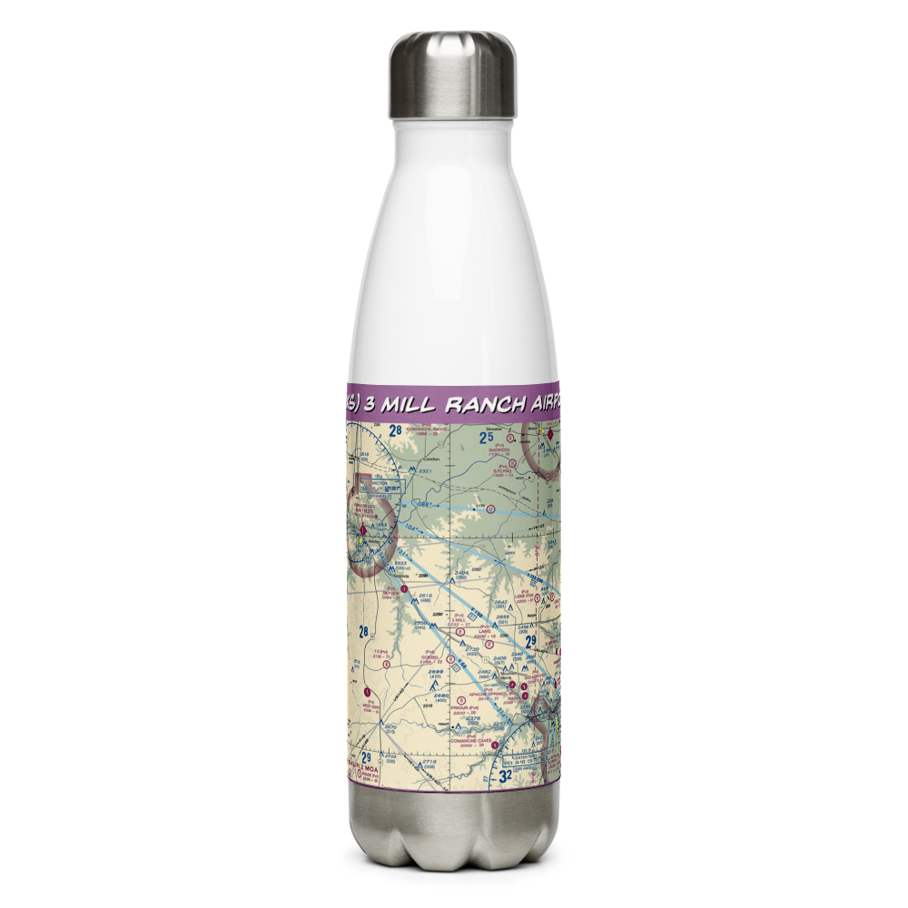 3 Mill Ranch Airport (44XS) VFR Sectional Water Bottle 