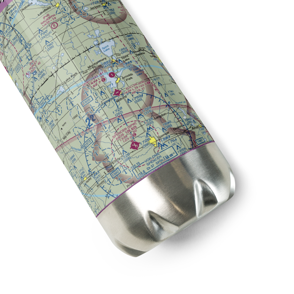 Spirit Lake Municipal Airport (0F3) VFR Sectional Water Bottle 