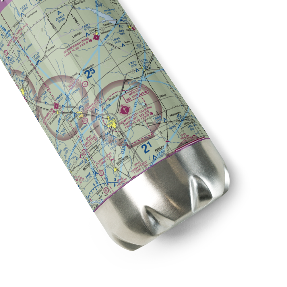 Hiebert Airfield (38KS) VFR Sectional Water Bottle 