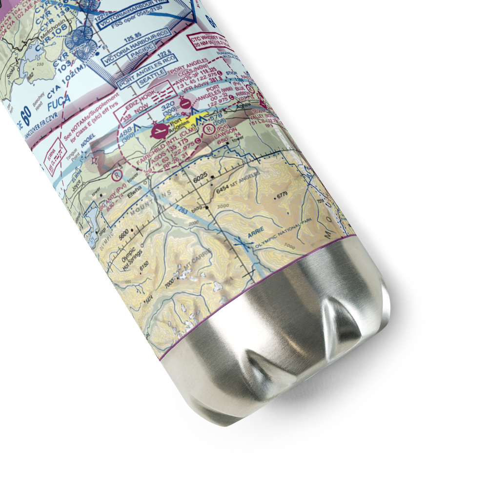 Port Angeles Seaplane Base (W66) VFR Sectional Water Bottle 