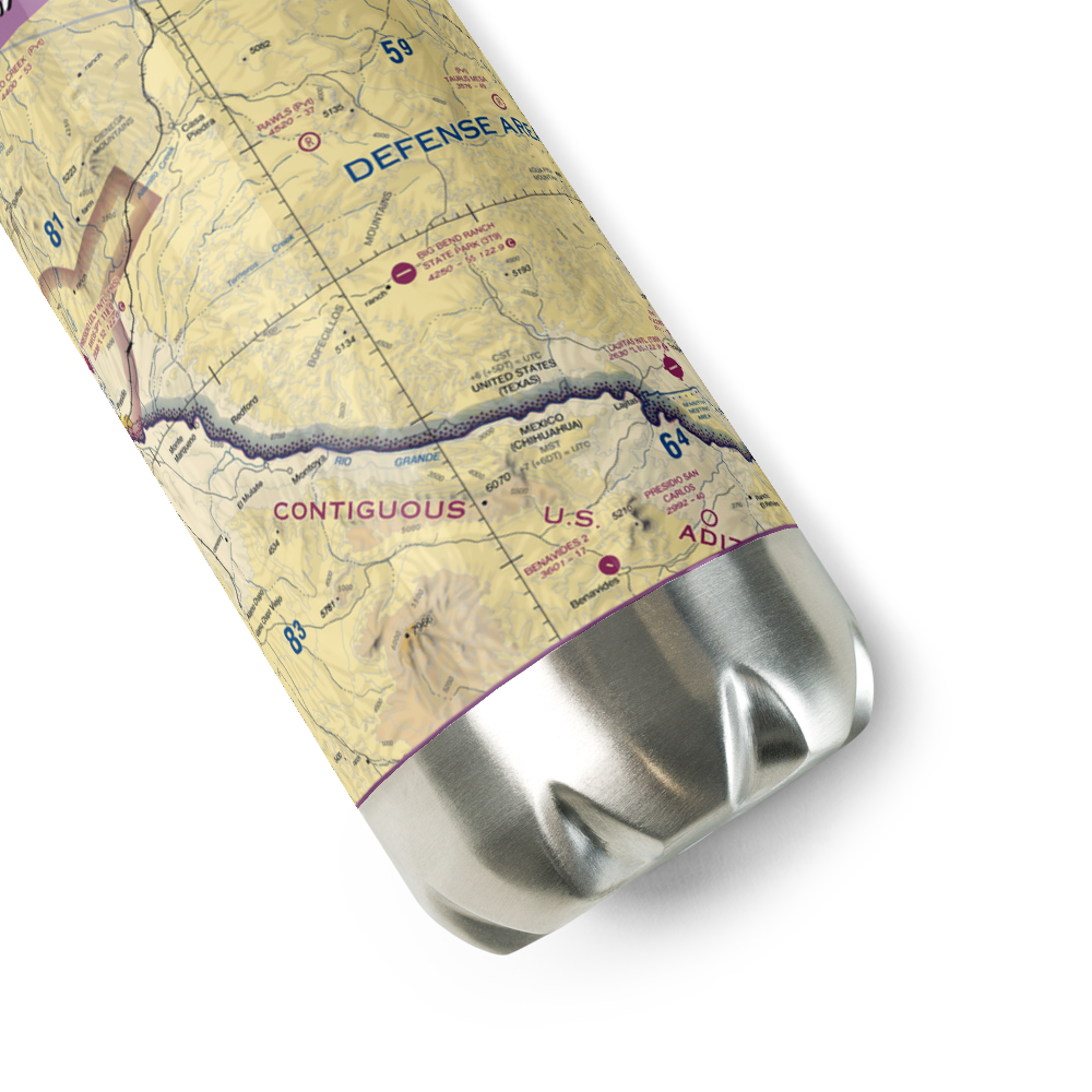 Big Bend Ranch State Park Airport (3T9) VFR Sectional Water Bottle 