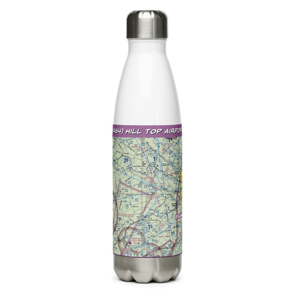 Hill Top Airport (VA64) VFR Sectional Water Bottle 