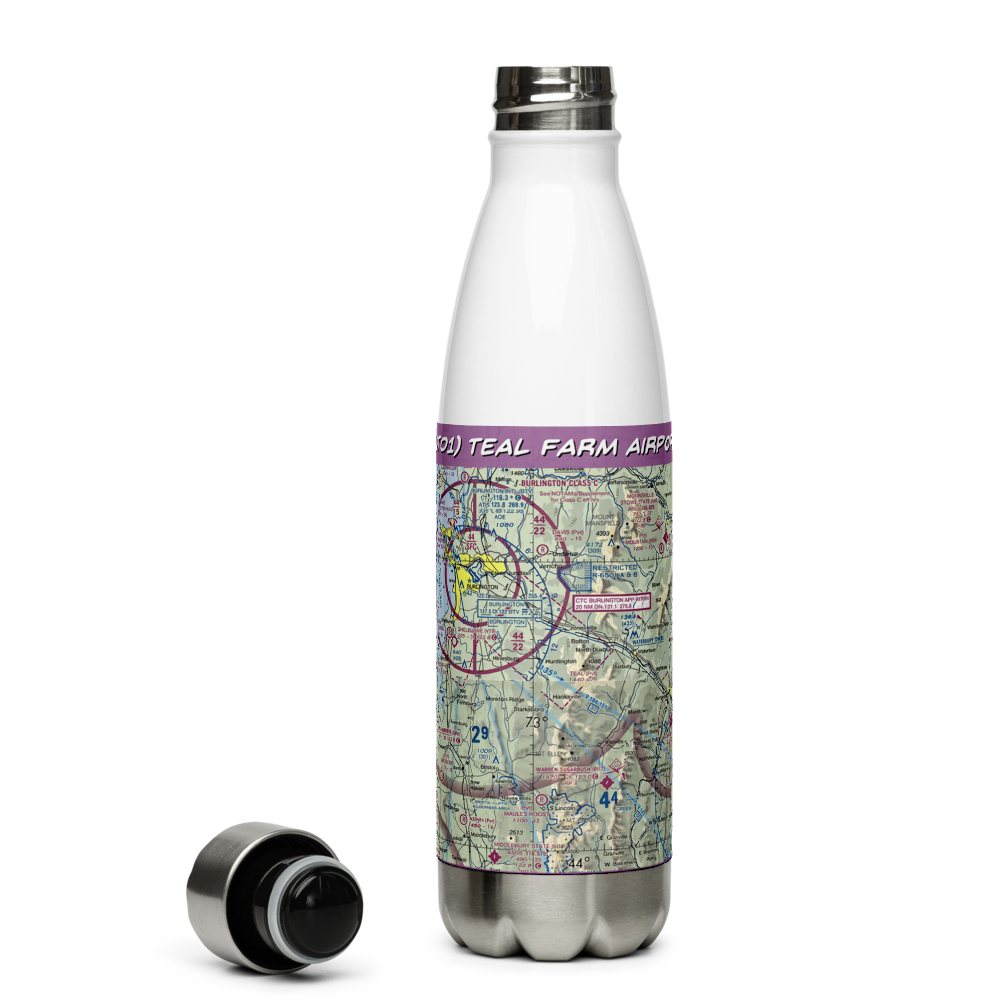 Teal Farm Airport (VT01) VFR Sectional Water Bottle 