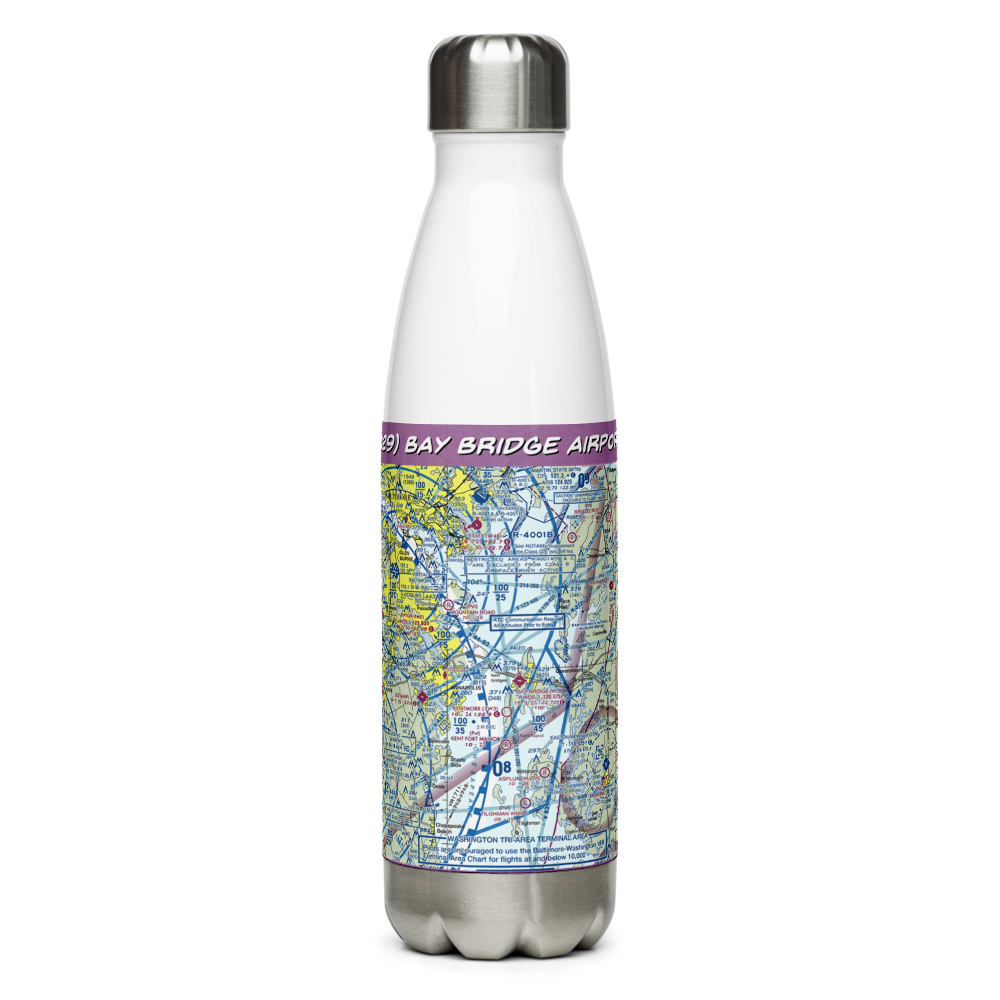 Bay Bridge Airport (W29) VFR Sectional Water Bottle 