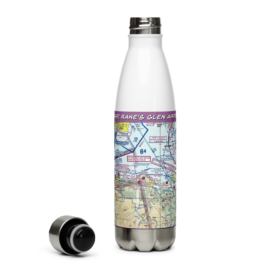 Rake's Glen Airport (WA59) VFR Sectional Water Bottle 