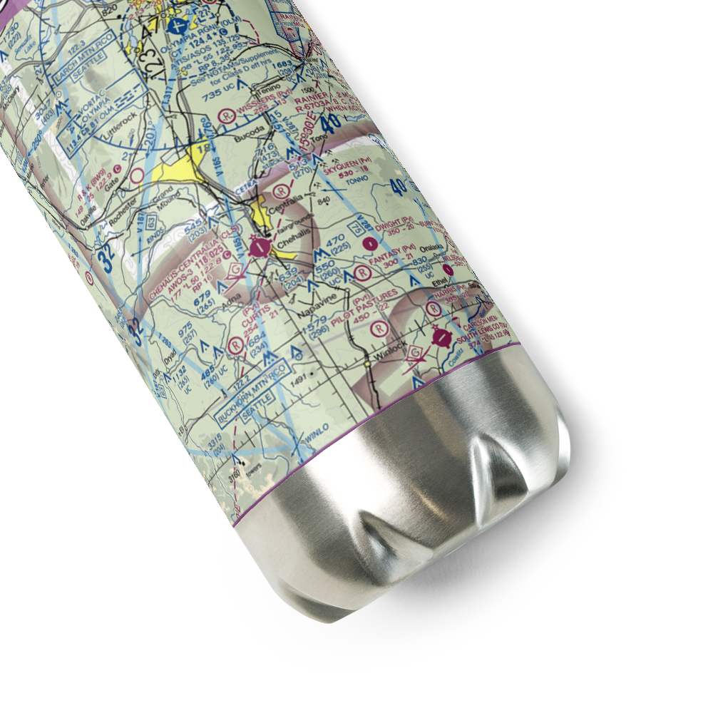 Skyqueen Airport (WA95) VFR Sectional Water Bottle 
