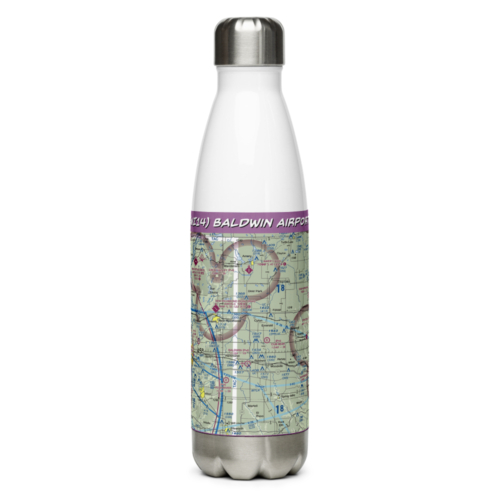 Baldwin Airport (WI14) VFR Sectional Water Bottle 