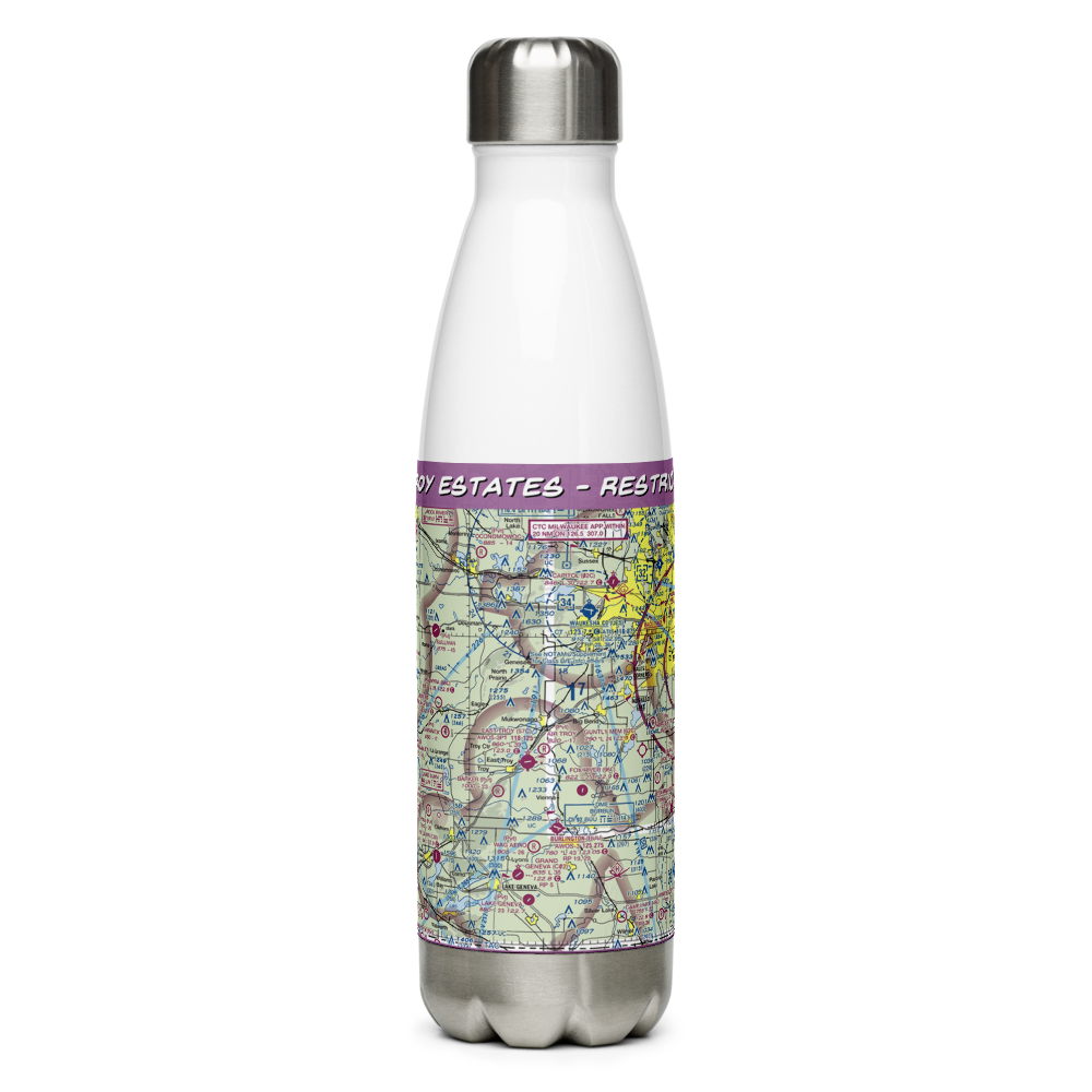 Air Troy Estates - Restricted Airport (WI69) VFR Sectional Water Bottle 