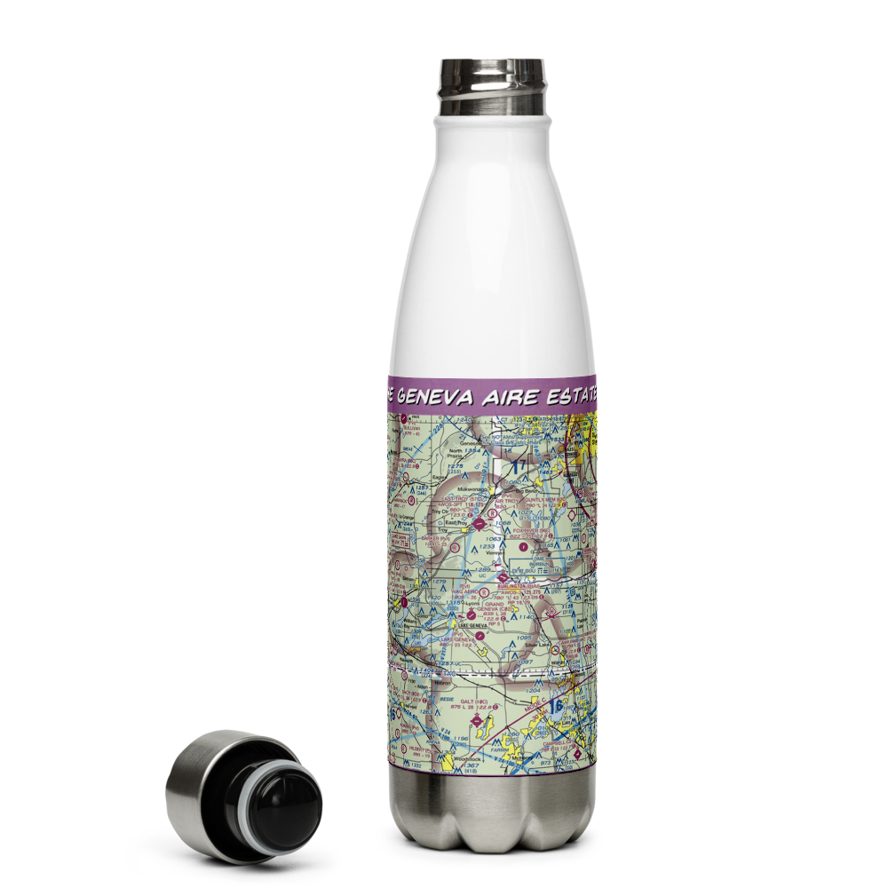 Lake Geneva Aire Estates Airport (WI89) VFR Sectional Water Bottle 