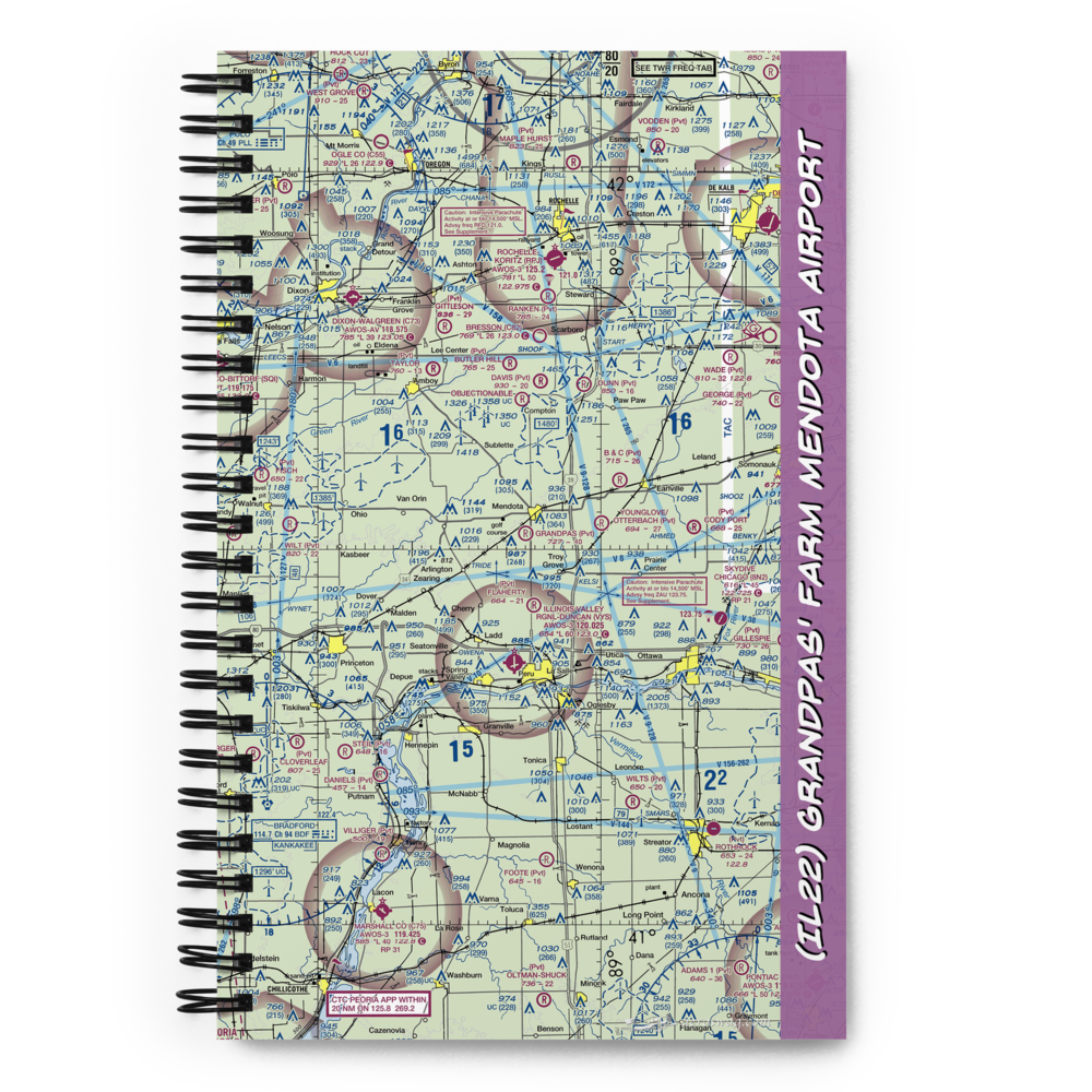 Grandpas' Farm Mendota Airport (IL22) VFR Sectional Notebook 
