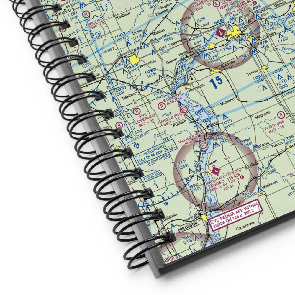 Grandpas' Farm Mendota Airport (IL22) VFR Sectional Notebook 