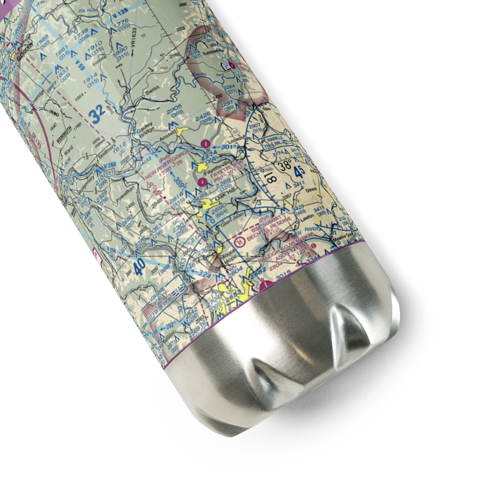 New River Gorge Airport (WV32) VFR Sectional Water Bottle 