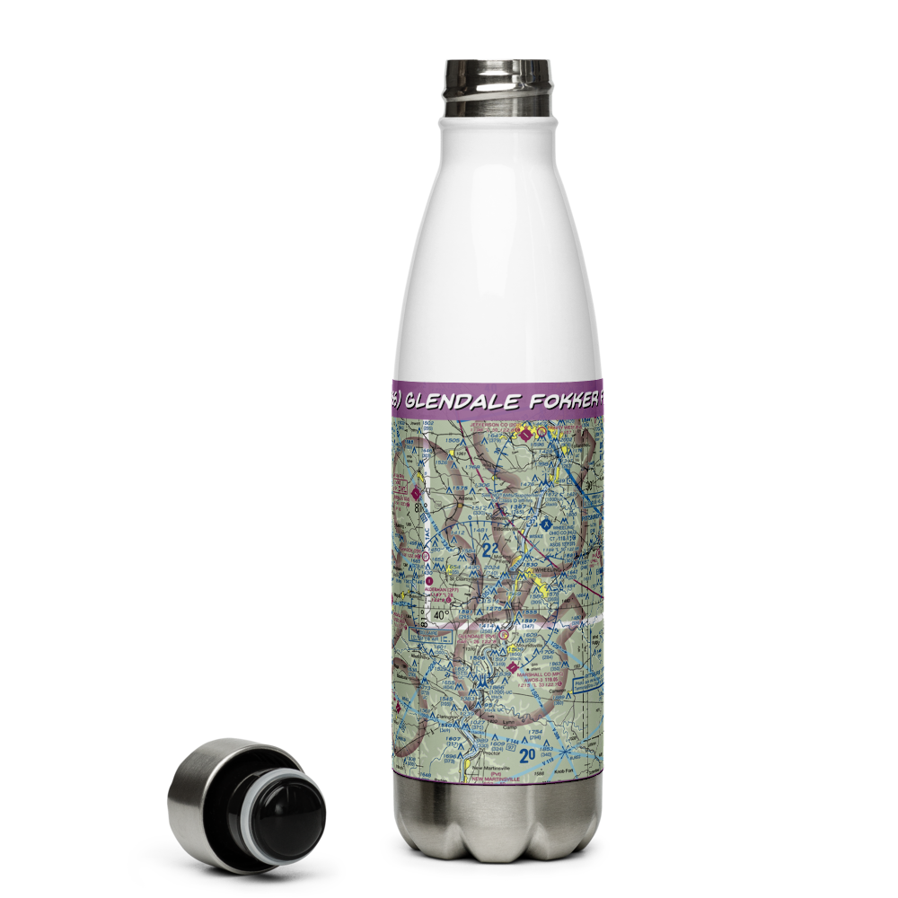 Glendale Fokker Field (WV66) VFR Sectional Water Bottle 