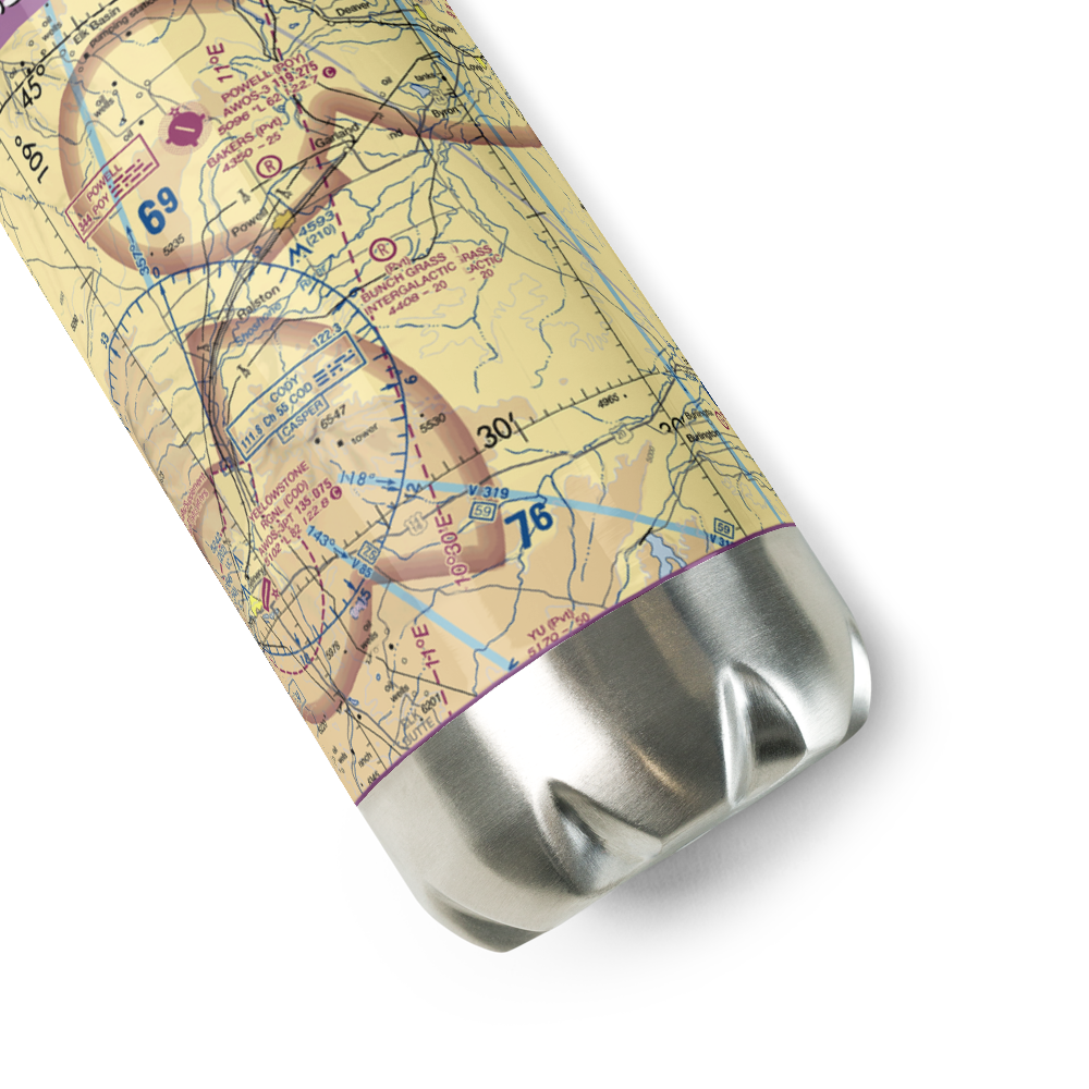 Bunch Grass Intergalactic Airport (WY15) VFR Sectional Water Bottle 