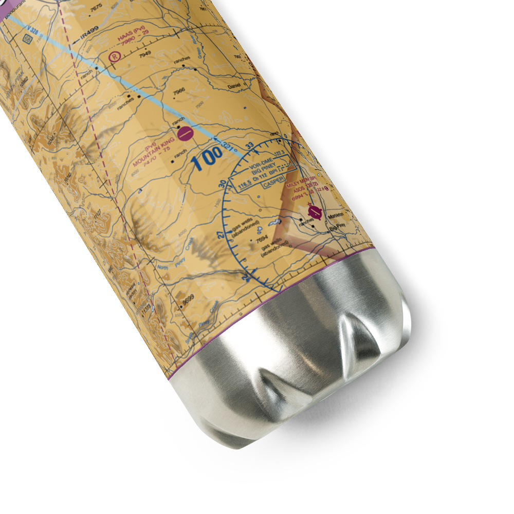 Antelope Run Ranch Airport (WY33) VFR Sectional Water Bottle 