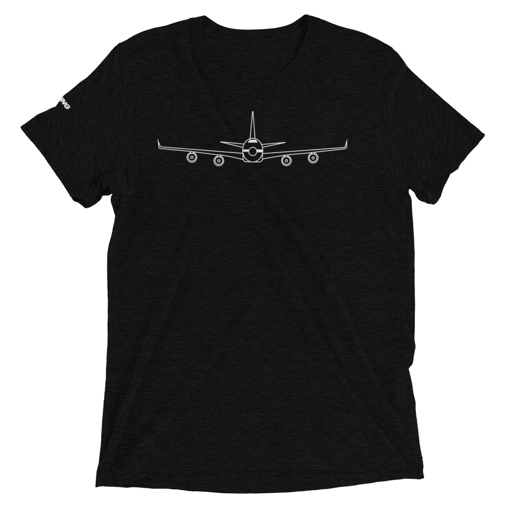 Boeing 747 Schematic Farewell T-Shirt by FLYING (white aircraft outline ...