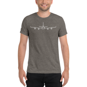 Boeing 747 Schematic Farewell T-Shirt by FLYING (white aircraft outline)