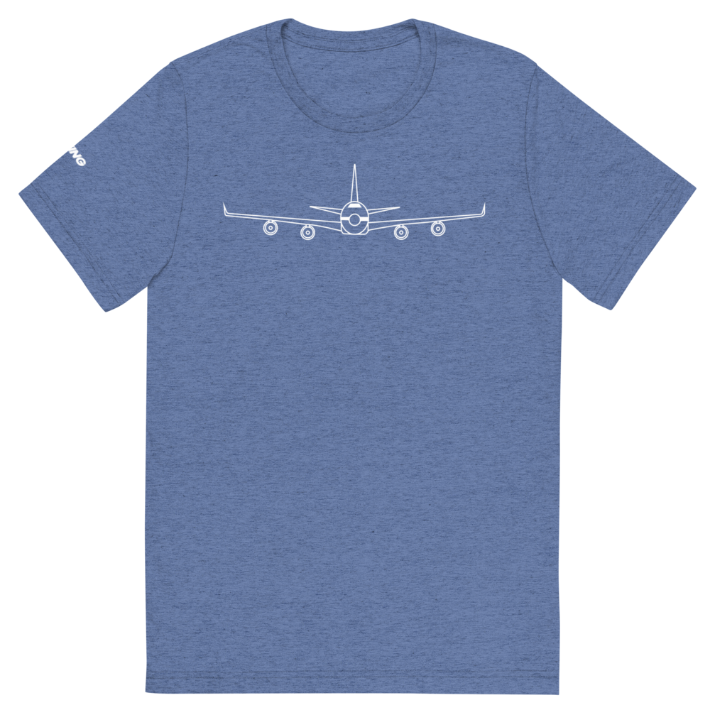 Boeing 747 Schematic Farewell T-Shirt by FLYING (white aircraft outline) 