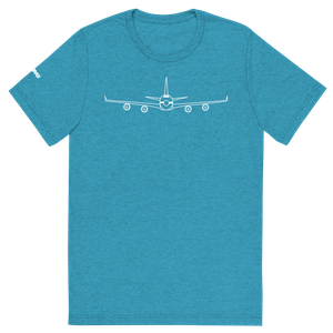 Boeing 747 Schematic Farewell T-Shirt by FLYING (white aircraft outline)