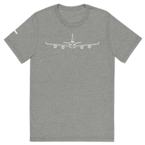 Boeing 747 Schematic Farewell T-Shirt by FLYING (white aircraft outline)