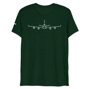 Boeing 747 Schematic Farewell T-Shirt by FLYING (white aircraft outline)