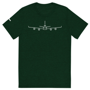 Boeing 747 Schematic Farewell T-Shirt by FLYING (white aircraft outline)