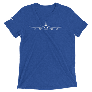 Boeing 747 Schematic Farewell T-Shirt by FLYING (white aircraft outline)