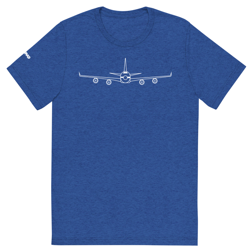 Boeing 747 Schematic Farewell T-Shirt by FLYING (white aircraft outline ...