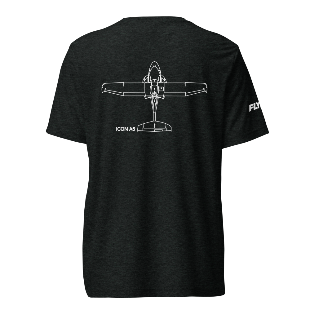 ICON A5 Schematic Tri-blend T-Shirt (white aircraft outline) 
