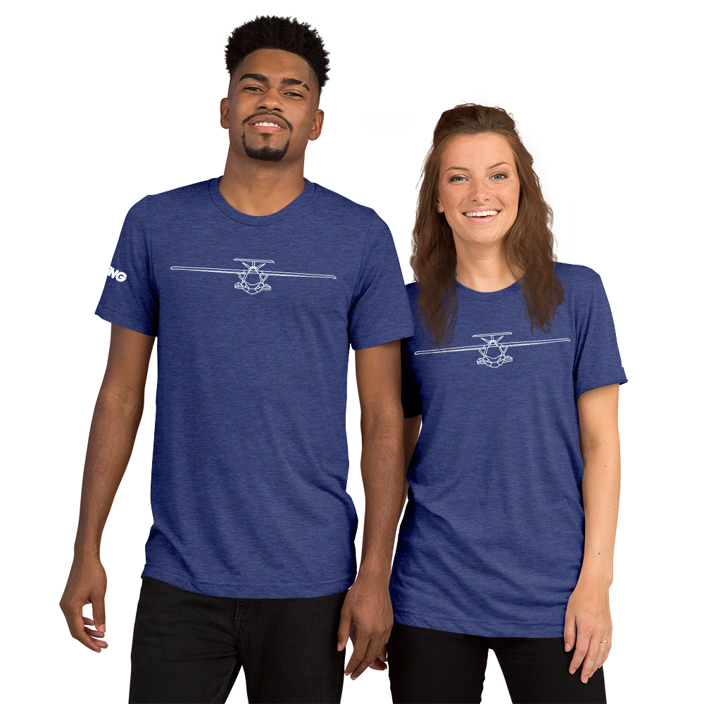 ICON A5 Schematic Tri-blend T-Shirt (white aircraft outline) 