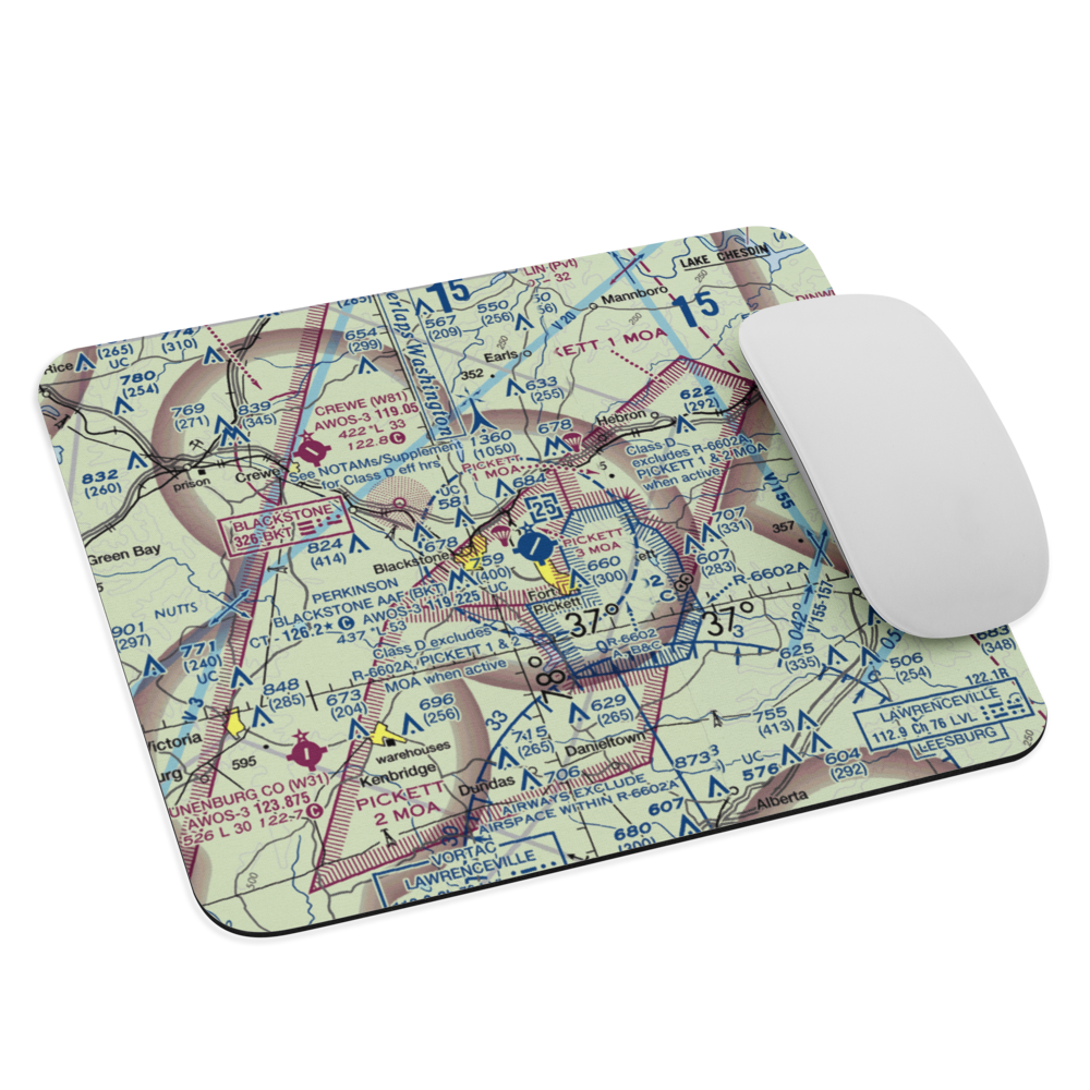 Allen C Perkinson Blackstone Army Air Field (BKT) VFR Sectional Mouse Pad 
