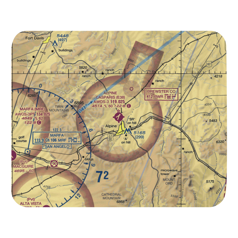Alpine Casparis Municipal Airport (E38) VFR Sectional Mouse Pad 