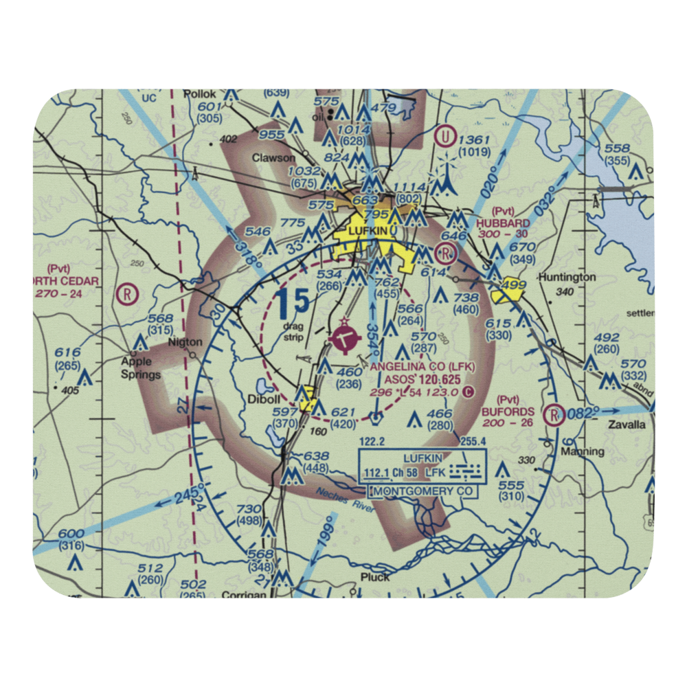 Angelina County Airport (LFK) VFR Sectional Mouse Pad 